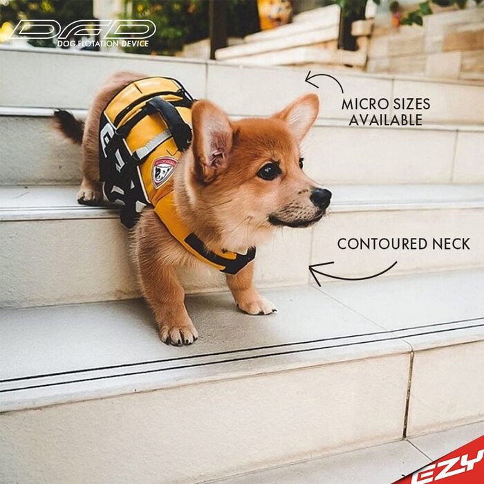 Рятувальний жилет для собак EzyDog DFD-рятувальний жилет для собак-рятувальний жилет для собак-стійка для собак з ручками і застібками (XL, жовтий)
