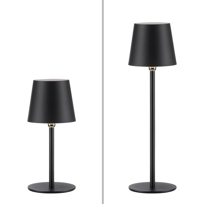 LED настільна лампа SellTec на акумуляторі, USB, білий колір, диммер, IP54, для саду, тераси, кемпінгу (чорний)