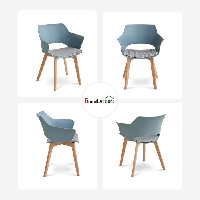 GrandCA HOME Кухонні стільці, набір 8 шт., зелені, з масивними дерев'яними ніжками, для кухні, вітальні, спальні