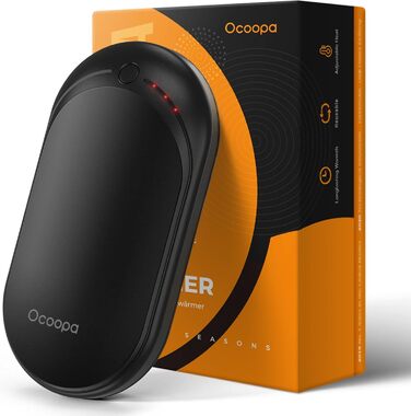 Електричний кишеньковий грір OCOOPA з 5 рівнями нагріву та 5200 mAh, до 10 годин тепла, для активного відпочинку та подарунків (чорний)