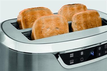 Тостер CASO Novea T4-Design, тостер на 4 скибочки з дуже широкими отворами, з підйомом двигуна, точне регулювання з 9 рівнями підсмажування, включаючи велику насадку для булочки, 220-240 В, 50-60 Гц Тостер на 4 скибочки Одинарний