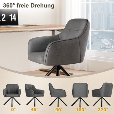 YOUDENOVA Комплект з 2-х обідніх стільців, 360° обертання з підлокітниками, оксамитовий м'який стілець для обідньої кімнати, кухні, вітальні та офісу, стільці для обідньої кімнати темно-сірий, комплект 2 шт.