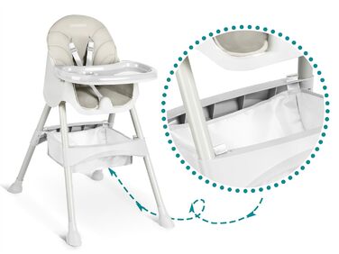 Дитячий стільчик для годування Ricokids 3в1 Beige - регульована висота, з підносом, корзина, для дітей від 6 місяців