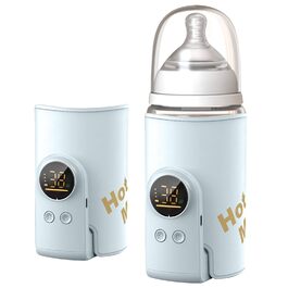 Підігрівач молока для дитячих пляшок з LED-дисплеєм, 8000mAh, USB-C, 6 температурних режимів, для подорожей, блакитний