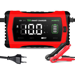 Інтелектуальне зарядне пристрій для акумулятора Haibito 12V/24V 10A з LCD-дисплеєм, для автомобіля