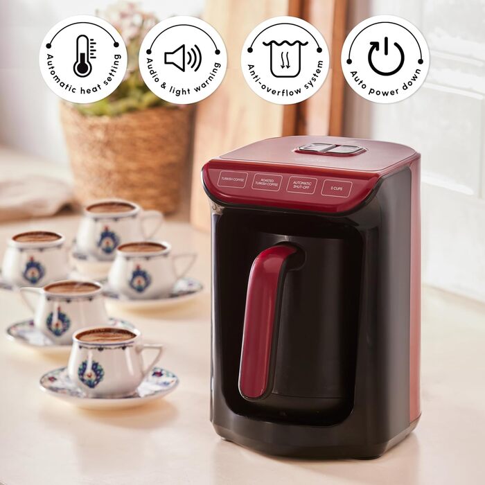 Кавомашина KARACA Hatır Roast для приготування турецького кави, рожеве золото, 5 чашок, 535W, з системою попередження, рожевий