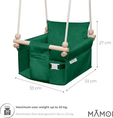 Дитяча гойдалка-крісло MAMOI® для дверей, дерев'яна гойдалка для малюків (Зелений)