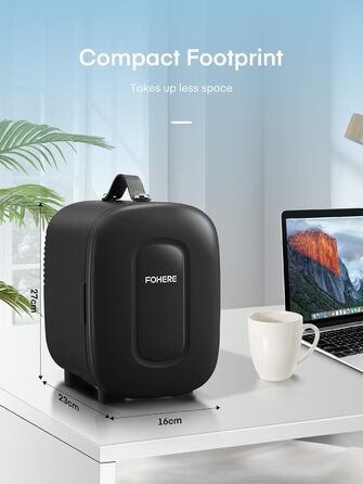 Міні холодильник FOHERE 5 літрів / 6 банок, USB живлення, 220V AC/12V DC, для напоїв та косметики, білий (чорний)