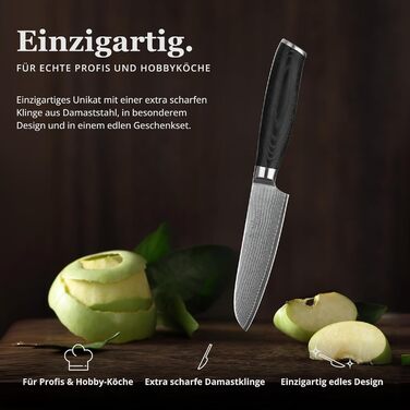 Ніж кухонний Wakoli Mikata Damast 17 см з лезом з дамаської сталі та ручкою Micarta (Сантоку)