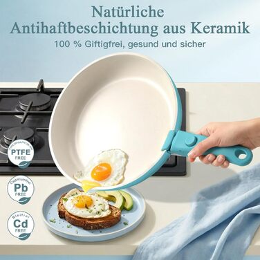 Набір посуду GiPP з знімними ручками, антипригарне покриття, 5 предметів (блакитний градієнт)