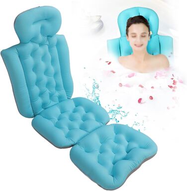 Подушка для ванни Ganzk?rper з неслизьким дном, м'який матеріал, для дорослих та гарячих джерел (блакитний)