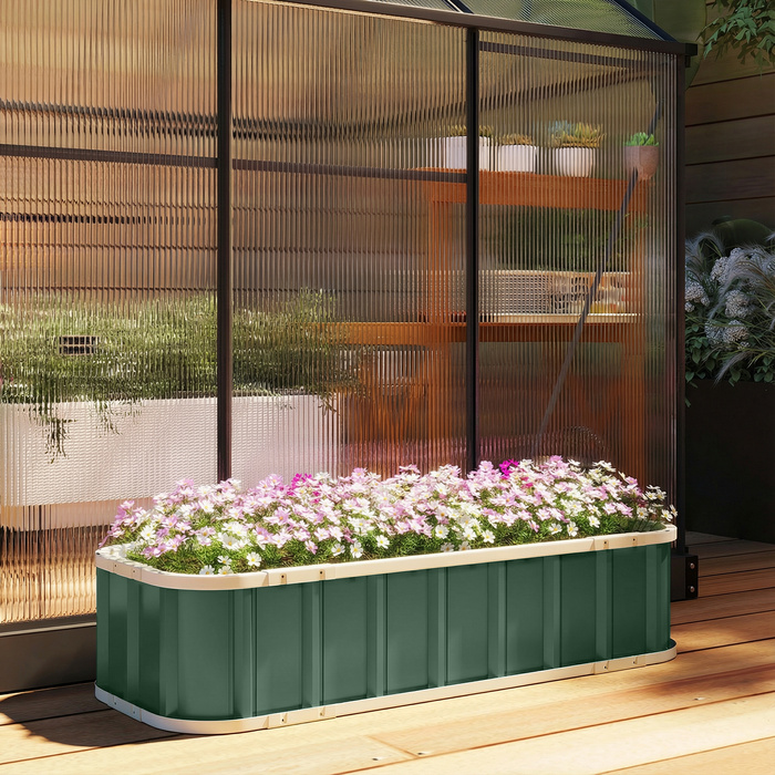 Підвищене грядка зі сталі, квітник з засувками, захищене грядка з відкидною конструкцією, 136 x 52 x 31 см, світло-зелений