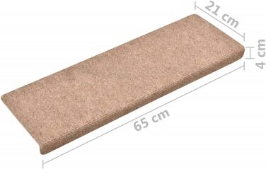Килимок для сходів VidaXL 15 шт. з самоклеючими точками Килимки для ступенів Килимки для сходів Килимок для сходів захисний килимок для сходів голкопробивний фліс 65x25 см (10 шт., коричневий)