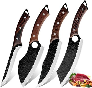 Набір кухонних ножів (2 шт) ручної роботи, японський гострий ніж для дому, з шкіряними піхвами