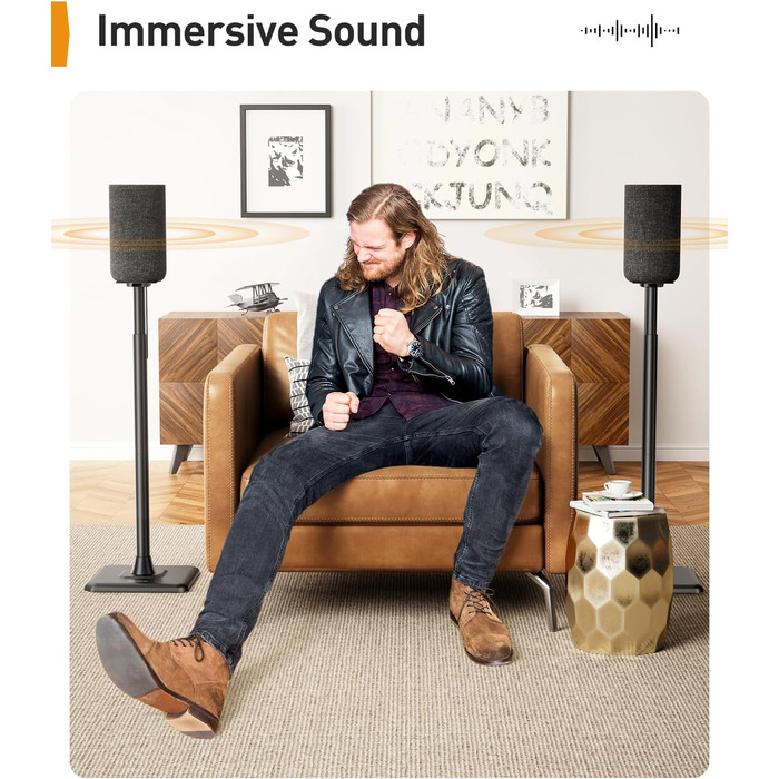 Підставка для колонок Perlegear PGSS12, регульована висота 83-107 см, для сателітної акустики, з кабельною організацією, 6 кг