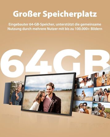 Цифровий фоторамка 10.1 дюйма Wi-Fi з 64GB пам'яті, IPS сенсорний дисплей 1280*800, для перегляду фото та відео через додаток Frameo, чорний