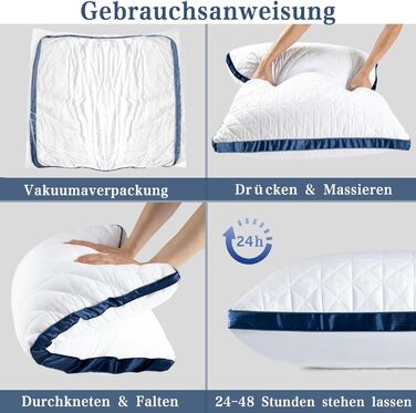 Подушки для сну 40x80 см, 2 шт. Набір подушок для тих, хто спить на боці, подушки для шиї, ортопедичні з преміум-мікрофібровим наповнювачем, дихаючі, м'які та підтримуючі (Темно-синій, 80 x 80 см, 2 шт.)