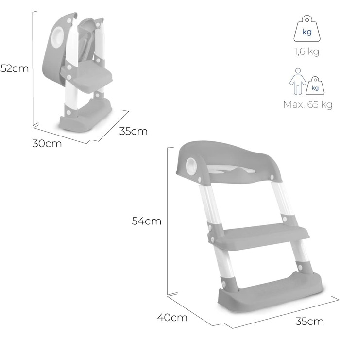 Унітаз дитячий зі сходинкою Mobiclinic Lala сіро-білий, для дітей 1-8 років, європейська якість