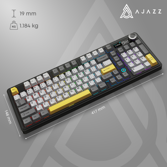 Бездротова механічна клавіатура Ajazz AK980 V2 Maillard Switch Black (AK980-V2-M-BGY)