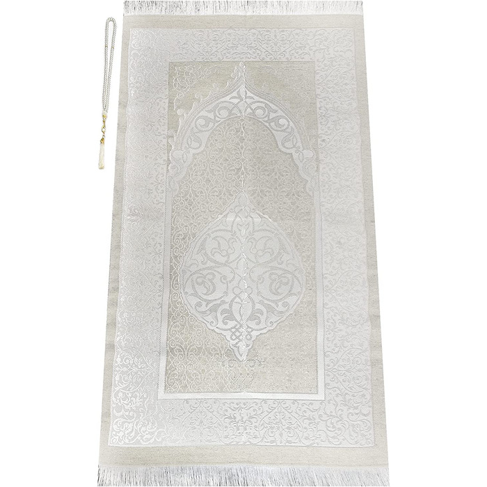 Іхван онлайн мусульманський молитовний килимок і розарій з елегантним дизайном циліндрична подарункова коробка / Джанамаз саджада / набір ісламських подарунків / молитовний килимок, тканина з тафти, (білий)