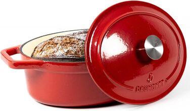 Запіканка Daumonet кокотниця чавунна жаровня придатна для індукції форма для випікання хліба голландська піч (Ø 29 см, вишнево-червона)