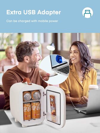 Міні холодильник FOHERE 5 літрів, USB живлення, 220V/12V, для напоїв та догляду за шкірою, білий