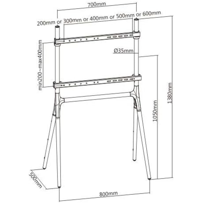 Підставка для телевізора TECHLY 107241 для LCD/LED/Plasma 49-70 дюймів, Staffelei, темний горіх