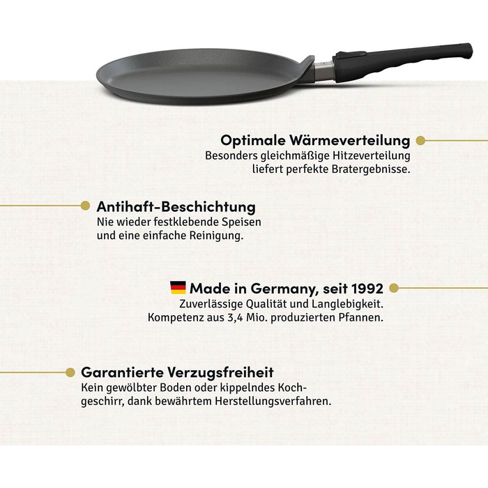 Сковорода для млинців Hoffmann Aluguss 28 см з антипригарним покриттям, Made in Germany, знімний ручка | Сковорода для оладок, яєць