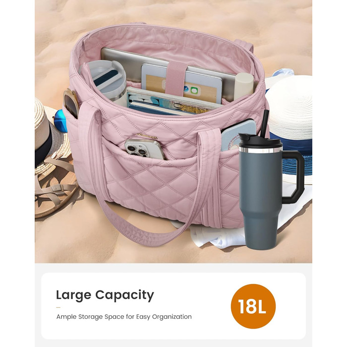 LOVEVOOK Сумка-шопер, велика, чорна (M, рожева): сумка для ноутбука 15.6