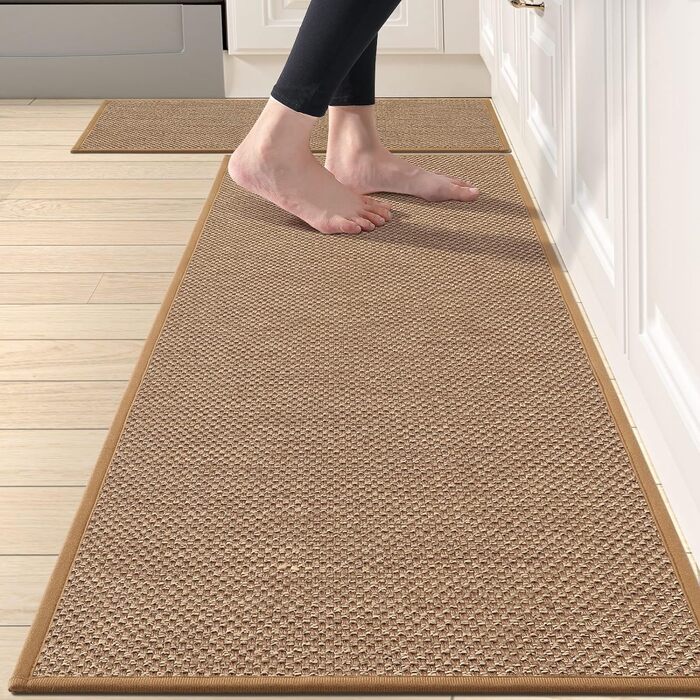 Кухонні килимки DEXI протиковзкі 2 шт. и, килимові доріжки для кухні, тераси та вітальні, кухонні килими, які можна мити, високоякісні кухонні килимки (коричневі)