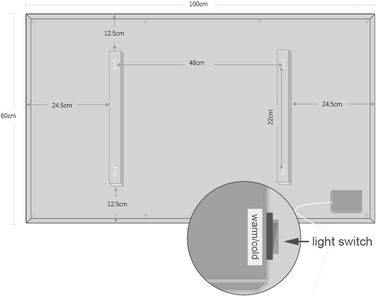 Дзеркало для ванної кімнати LED Byecold з підсвічуванням, 60x80 см, з Wi-Fi, погода та дата, сенсорне управління