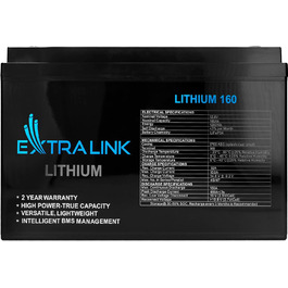 Літієва батарея Extralink LiFePO4 200AH 12 В, BMS, без ефекту пам'яті, компактна, легка, для автофургону/човна