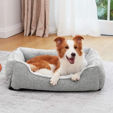 Ліжко для собак JOEJOY для собак середнього розміру, пухнаста кошик для собак, що миється ліжко для собак, нековзні ліжка для собак, плюшевий диван для собак, ліжко для маленьких і середніх собак і кішок, 58x48x20 см м (58x48x20 см) світло-сірого кольору