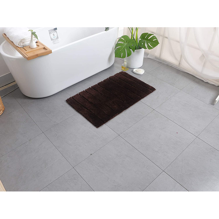 Комплект килимків для ванної кімнати Jianyana: 3 шт. (мікрофібра, антиковзаючі, м'які, з малюнком смужок кави)