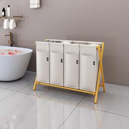 Кошик для білизни AdelDream з 3 відділеннями, 150л, бамбук, сортувальник, сірий