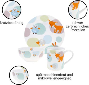 Puresigns WOODY Преміум дитячий набір столових приборів: ергономічний набір з нержавіючої сталі з мотивом лісових тварин для хлопчиків та дівчаток (7-ти елементів)