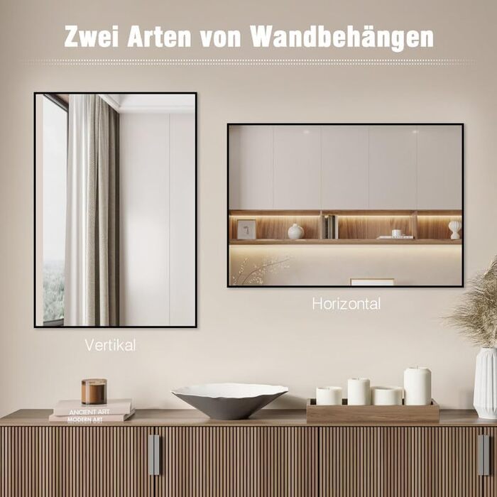 Дзеркало настінне/підлогове Spiegel 40x160 см з рамою. Алюмінієва рама (чорний колір)