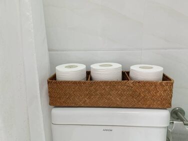 Кошик для зберігання морських водоростей прямокутна кошик для полиць натуральна ткана плетена кошик для зберігання туалетного паперу (натуральна