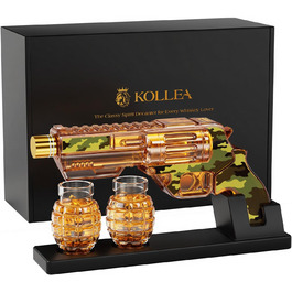 Набір для віскі Kollea з декальком та склянкою у формі гранати. Подарунок для чоловіків, батька, друга, військових. Віскі-набір у камуфляжі.