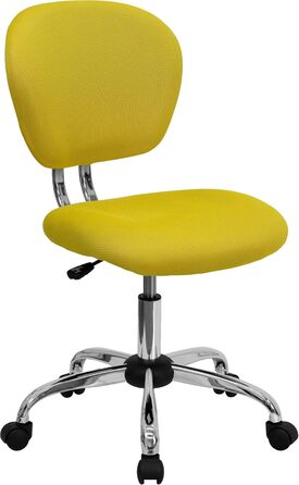 Офісне крісло Flash Furniture H-2376-F-WHT-GG, середня спинка, сітка, хромована основа, жовтий, без підлокітників