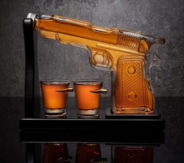 Набір для віскі: карафа, пістолет-карафа, гвинтівка-карафа, скляний набір для віскі чорного кольору