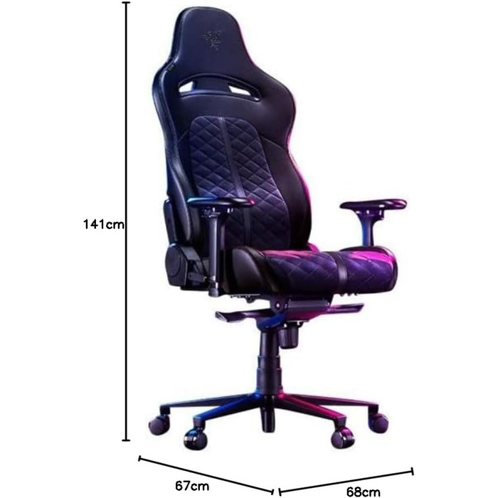 Ігровий крісло Razer Enki Schwarz: Комфорт на весь день (Підтримка попереку, широке сидіння, оптимізована щільність наповнювача, нахил до 152°) Зелений | Стандарт