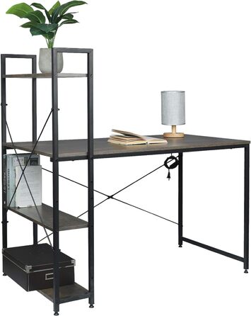 Офісний стіл WOLTU дерево/сталь, 120x64x120см, іржа/чорний