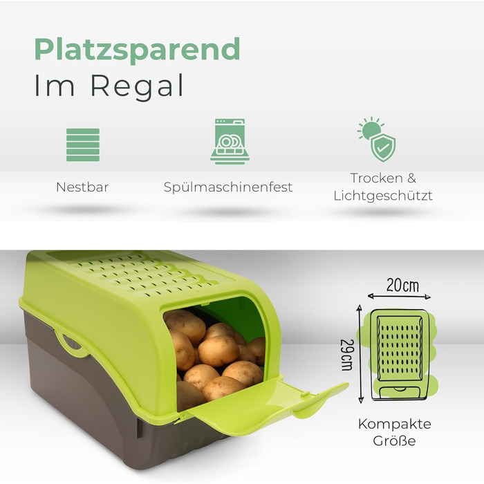Коробка для зберігання картоплі Novaliv | 2 шт по 5л | Зелена | Коробка для овочів, цибулі, фруктів | Складається | 5 літрів