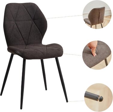 Обідні стільці GrandCA HOME, 6 шт. в наборі, чорного кольору, з м'яким сидінням та металевими ніжками, стиль скандинавський