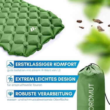 Спальний килимок NORDMUT для кемпінгу з комплектом для ремонту надувний матрац для спального місця на відкритому повітрі / спальний килимок надлегкий для піших прогулянок, кемпінгу