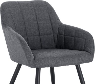 Крісло для їдальні WOLTU - 1 шт. Сучасне крісло з підлокітниками, тканина льон, металевий каркас, темно-сірий колір