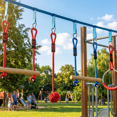 Набір для Slackline Ninja Line Kinder 10м, 9-елементний, з 2 кільцями для гімнастики та 3-в-1 гойдалкою, 2 турніками для дітей 3-8 років, багатокольоровий