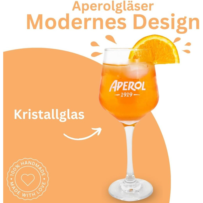 Набір келихів Maxito Original Aperol Spritz, 4 шт. - сучасний дизайн, ідеальний подарунок для Aperol Spritz