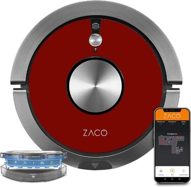 Робот-пилосос ZACO A9sPro з функцією миття підлоги, додаток & Alexa, картографування, 2 години, для твердої підлоги та килима, шерсті домашніх тварин